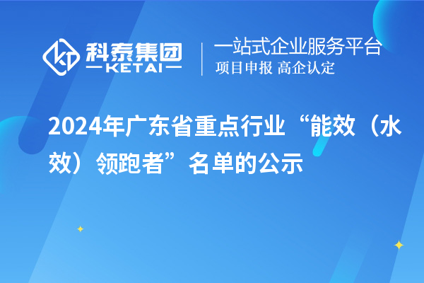2024年广东省重点行业“能效(水效)领跑者”名单的公示