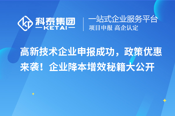 高新技术企业申报成功,政策优惠来袭!企业降本增效秘籍大公开
