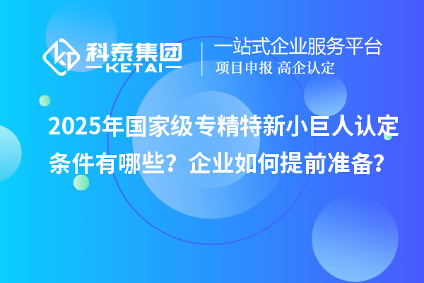 2025年国家级专精特新小巨人认定条件有哪些?企业如何提前准备?