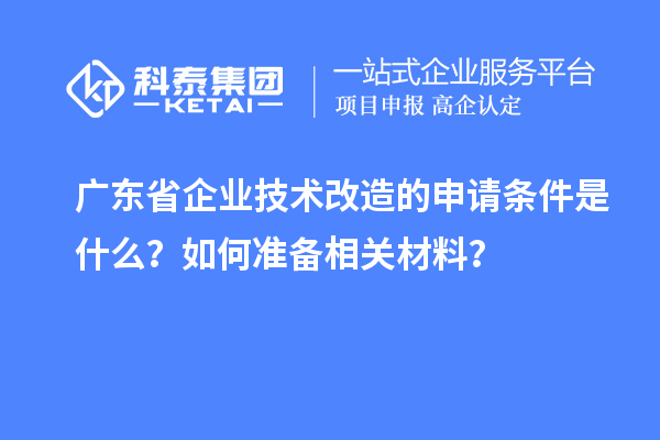 广东省企业技术改造的申请条件是什么?如何准备相关材料?