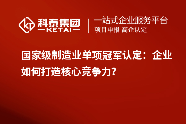 国家级制造业单项冠军认定:企业如何打造核心竞争力?