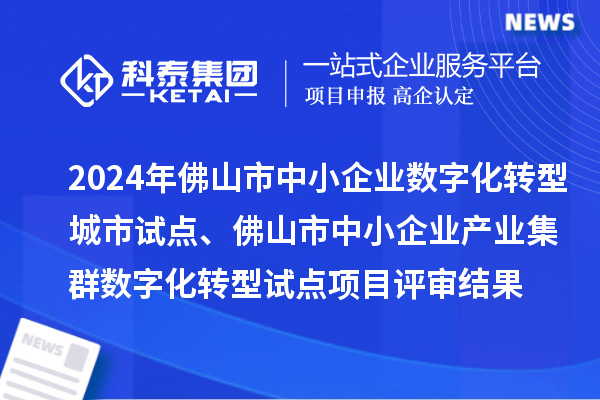 2024年佛山市中小企业数字化转型城市试点、佛山市中小企业产业集群数字化转型试点项目评审结果的公示