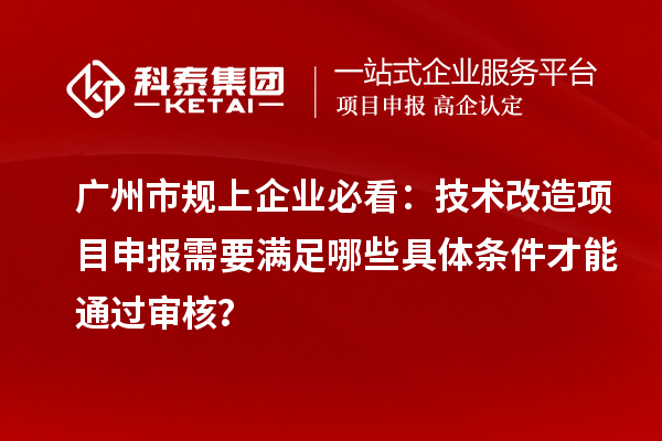 广州市规上企业必看:技术改造项目申报需要满足哪些具体条件才能通过审核?