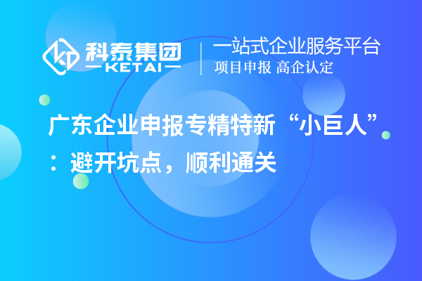 广东企业申报专精特新 “小巨人”:避开坑点,顺利通关