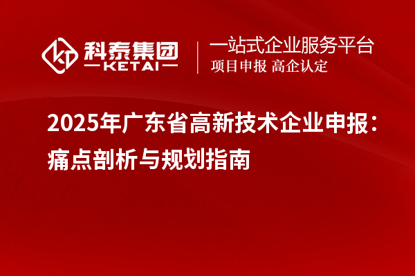 2025年广东省高新技术企业申报:痛点剖析与规划指南