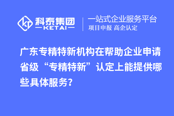 广东专精特新机构在帮助企业申请省级 “专精特新” 认定上能提供哪些具体服务?