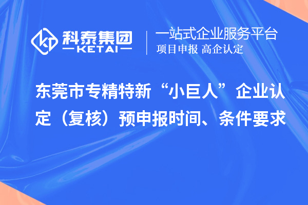 东莞市专精特新“小巨人”企业认定(复核)预申报时间、条件要求