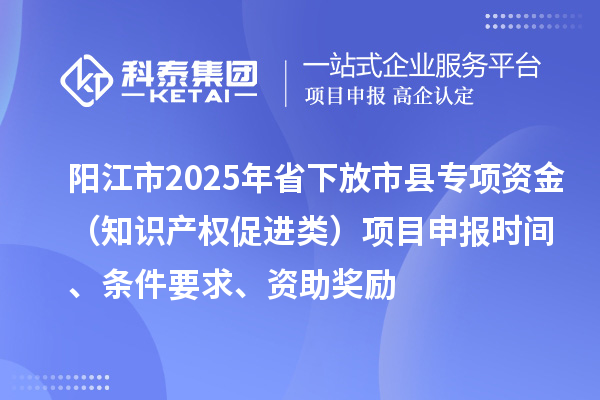 阳江市2025年省下放市县专项资金(知识产权促进类)项目申报时间、条件要求、资助奖励