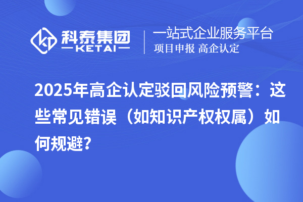 2025 年高企认定驳回风险预警:这些常见错误(如知识产权权属)如何规避?