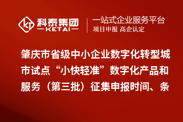 肇庆市省级中小企业数字化转型城市试点“小快轻准”数字化产品和服务(第三批)征集申报时间、条件要求、扶持奖励