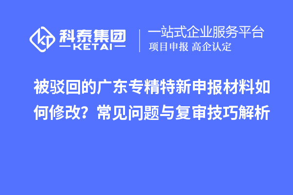 被驳回的广东专精特新申报材料如何修改?常见问题与复审技巧解析