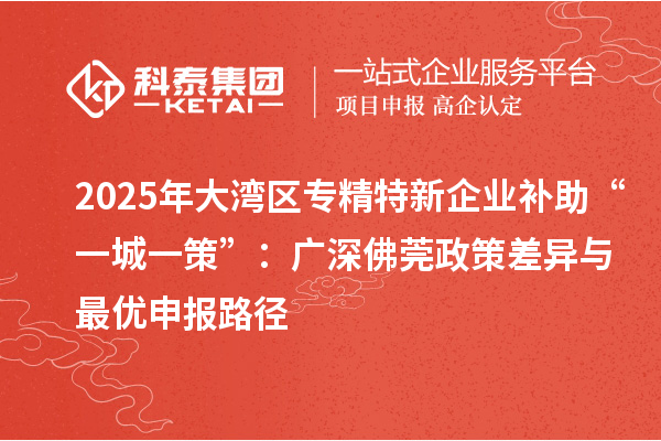 2025年大湾区专精特新企业补助“一城一策”:广深佛莞政策差异与最优申报路径