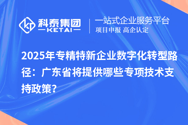 2025年专精特新企业数字化转型路径:广东省将提供哪些专项技术支持政策?