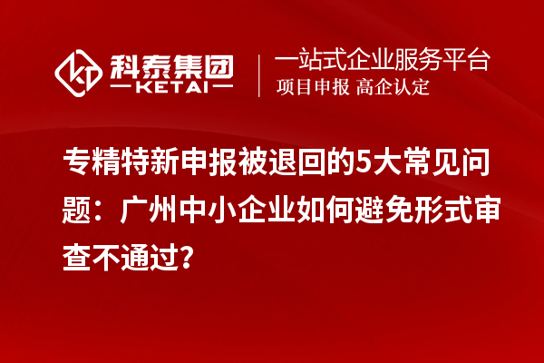专精特新申报被退回的5大常见问题:广州中小企业如何避免形式审查不通过?