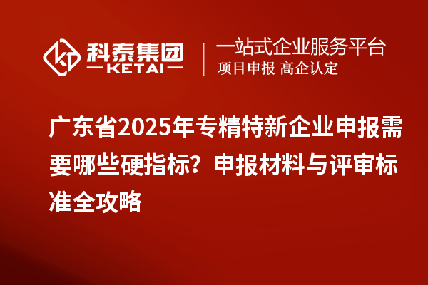 广东省2025年专精特新企业申报需要哪些硬指标?申报材料与评审标准全攻略