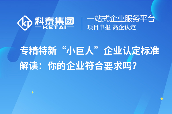 专精特新“小巨人”企业认定标准解读:你的企业符合要求吗?