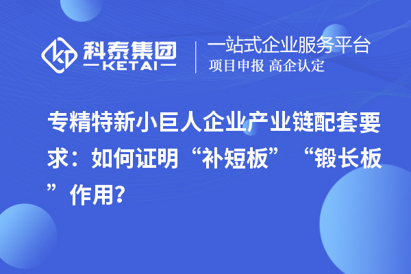 专精特新小巨人企业产业链配套要求:如何证明“补短板”“锻长板”作用?