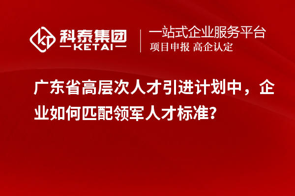 广东省高层次人才引进计划中,企业如何匹配领军人才标准?