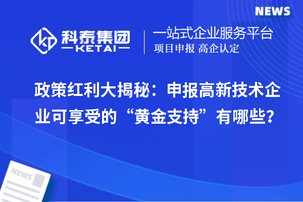 政策红利大揭秘:申报高新技术企业可享受的“黄金支持”有哪些?