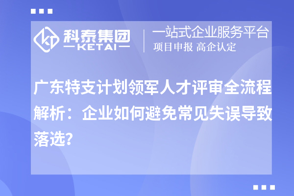 广东特支计划领军人才评审全流程解析:企业如何避免常见失误导致落选?