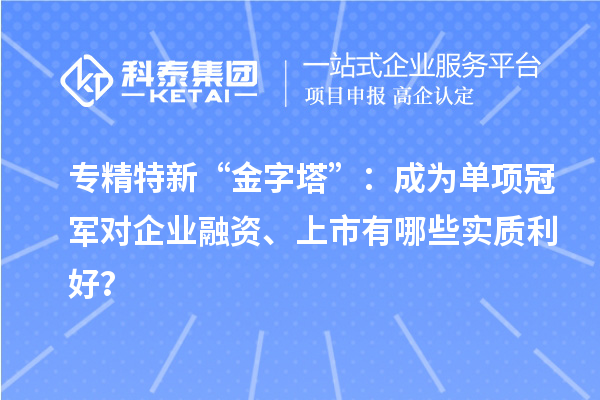 专精特新“金字塔”:成为单项冠军对企业融资、上市有哪些实质利好?