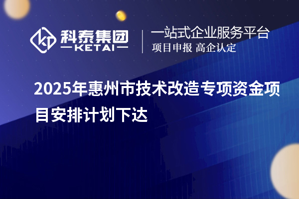 2025年惠州市技术改造专项资金项目安排计划下达