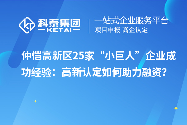 仲恺高新区25家“小巨人”企业成功经验：高新认定如何助力融资？