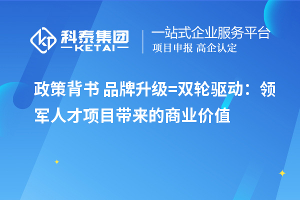 政策背书+品牌升级=双轮驱动:领军人才项目带来的商业价值