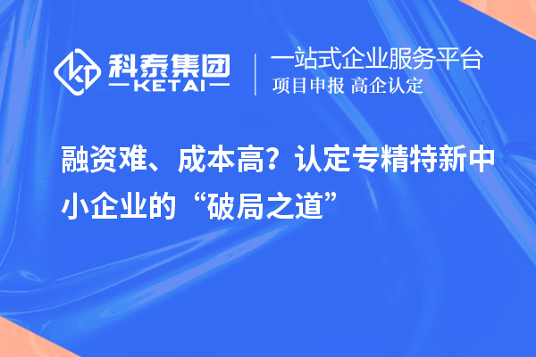 融资难、成本高?认定专精特新中小企业的“破局之道”