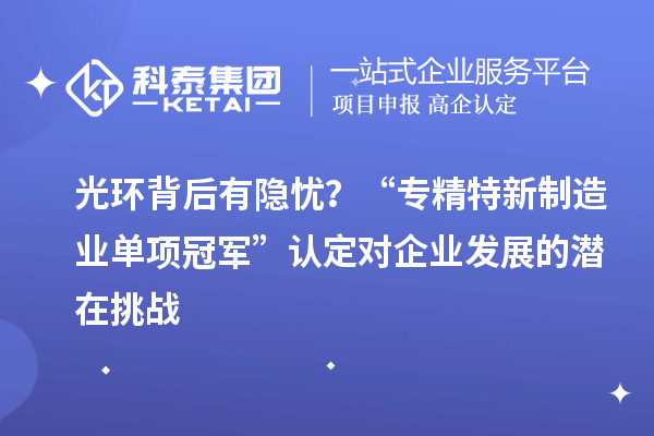 光环背后有隐忧?“专精特新制造业单项冠军”认定对企业发展的潜在挑战