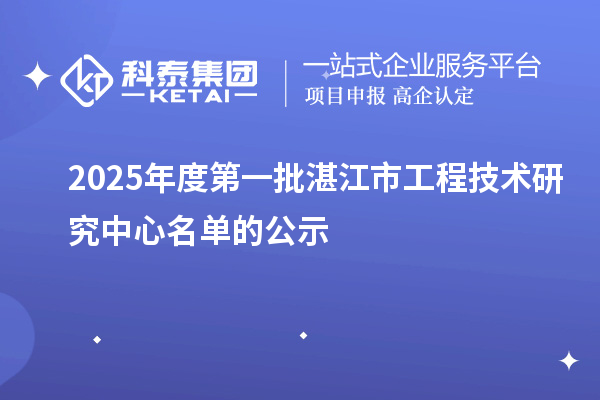 2025年度第一批湛江市工程技术研究中心名单的公示