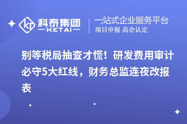 别等税局抽查才慌!研发费用审计必守5大红线,财务总监连夜改报表