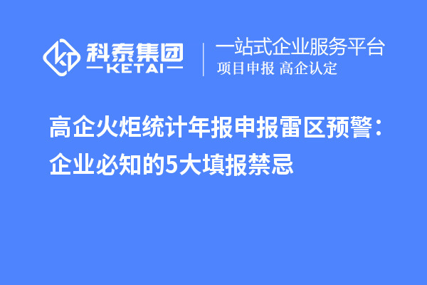 高企火炬统计年报申报雷区预警:企业必知的 5 大填报禁忌