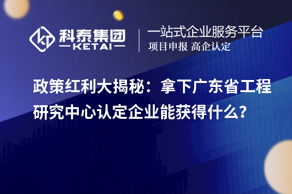 政策红利大揭秘:拿下广东省工程研究中心认定企业能获得什么?