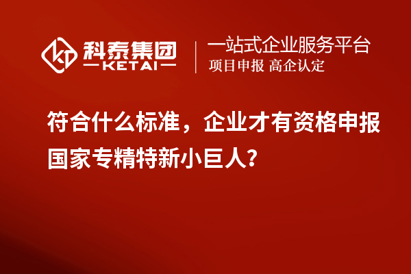 符合什么标准,企业才有资格申报国家专精特新小巨人?