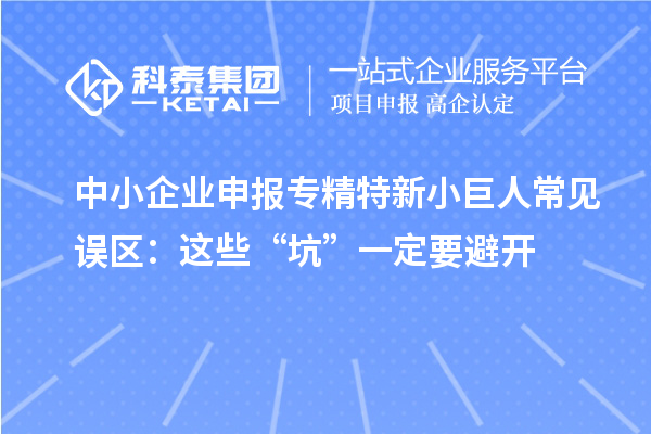 中小企业申报专精特新小巨人常见误区:这些“坑”一定要避开