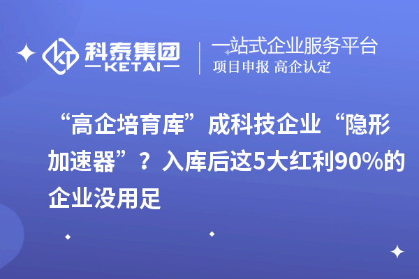 “高企培育库”成科技企业“隐形加速器”?入库后这5大红利90%的企业没用足