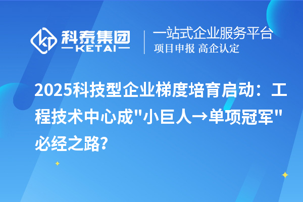 2025科技型企业梯度培育启动:工程技术中心成小巨人→单项冠军必经之路?