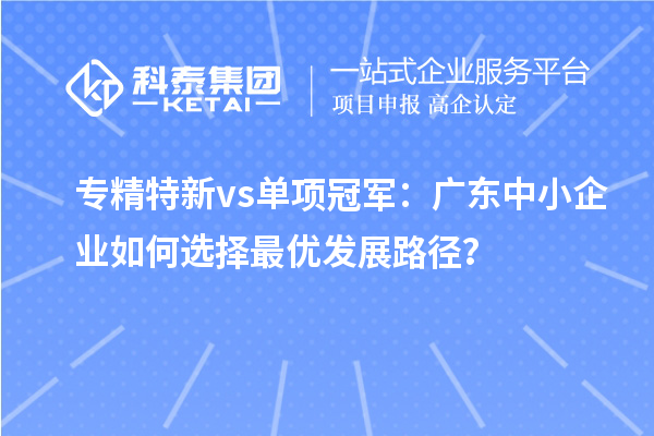 专精特新 vs 单项冠军:广东中小企业如何选择最优发展路径?