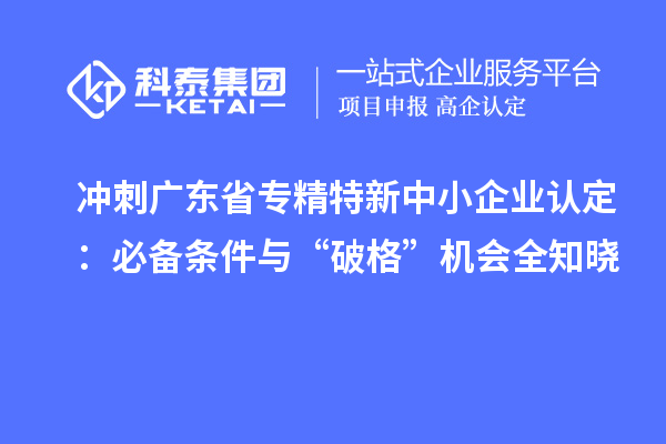 冲刺广东省专精特新中小企业认定:必备条件与“破格”机会全知晓