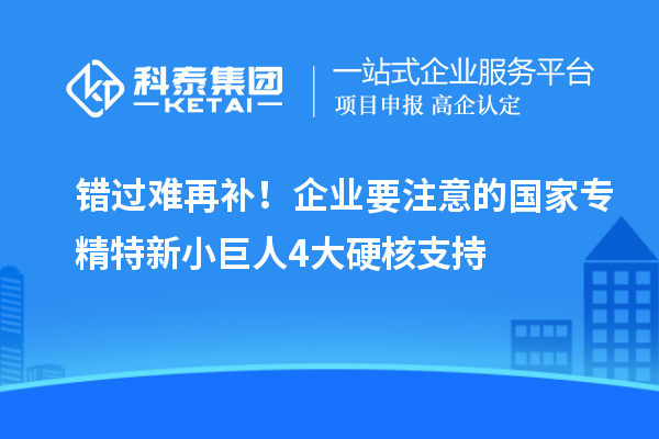 错过难再补!企业要注意的国家专精特新小巨人4大硬核支持