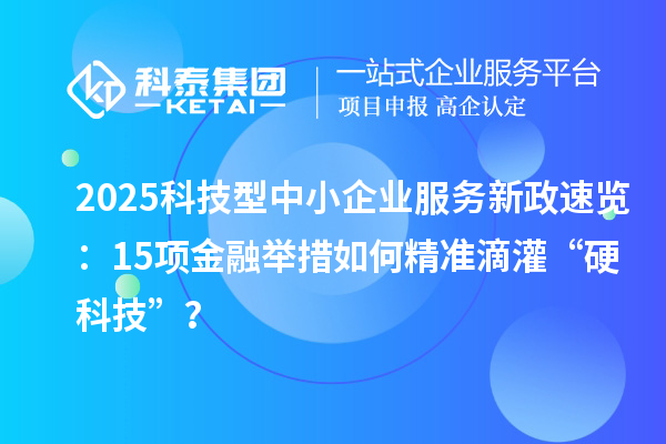 2025科技型中小企业服务新政速览:15项金融举措如何精准滴灌“硬科技”?