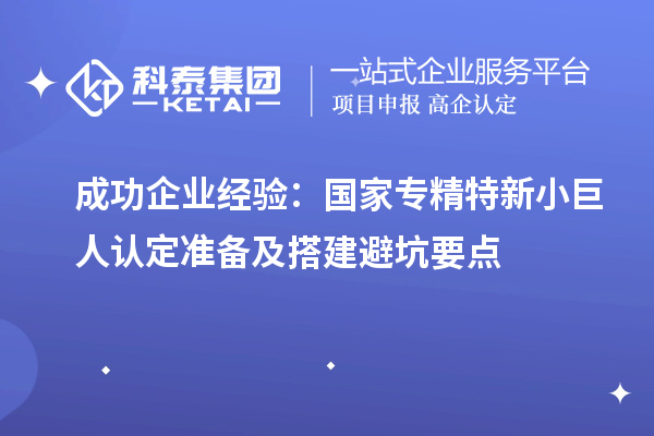 成功企业经验:国家专精特新小巨人认定准备及搭建避坑要点