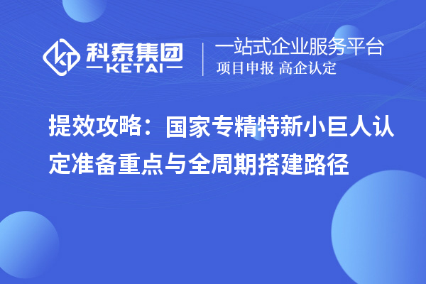 提效攻略:国家专精特新小巨人认定准备重点与全周期搭建路径
