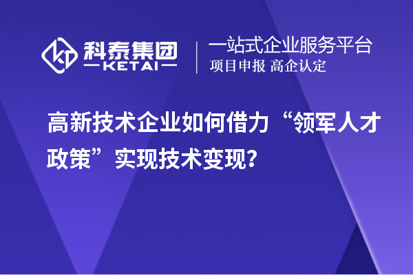 高新技术企业如何借力“领军人才政策”实现技术变现?