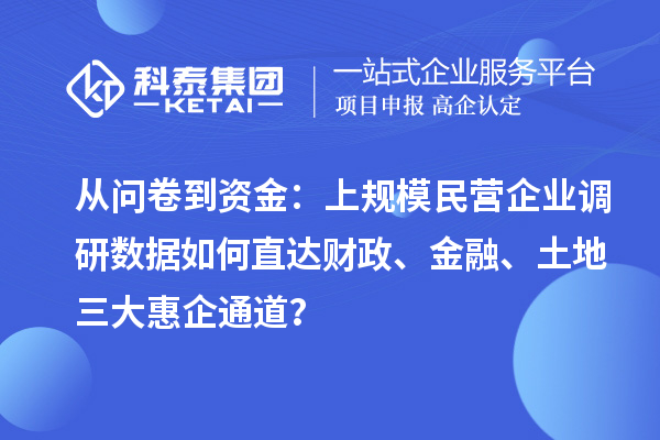 从问卷到资金:上规模民营企业调研数据如何直达财政、金融、土地三大惠企通道?