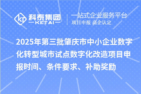 2025年第三批肇庆市中小企业数字化转型城市试点数字化改造项目申报时间、条件要求、补助奖励
