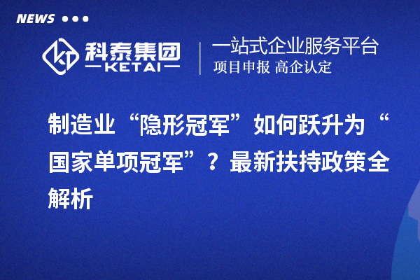 制造业“隐形冠军”如何跃升为“国家单项冠军”?最新扶持政策全解析