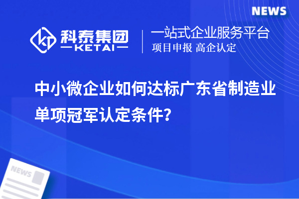 中小微企业如何达标广东省制造业单项冠军认定条件?