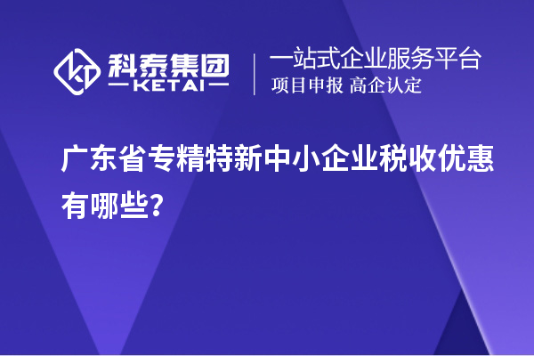 广东省专精特新中小企业税收优惠有哪些?